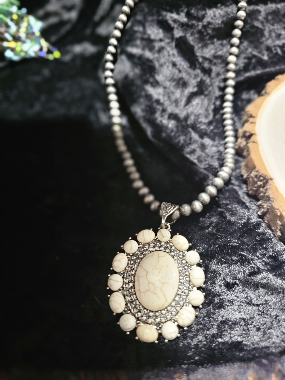 White Stone Pendant Necklace - Elegant Women’s Jewelry
